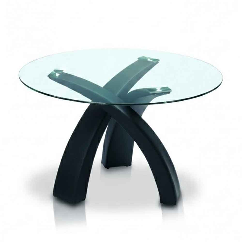 Madrid Round Glass Dining Table with Black Base