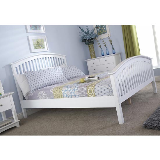Mission Storage Small Double Bed In White With 3 Drawers Furniture in