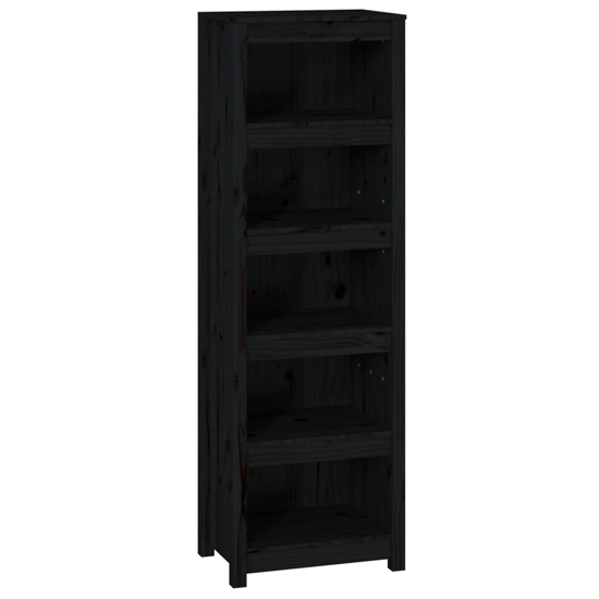 Madrid Solid Pine Wood 5-Tier Bookshelf In Black