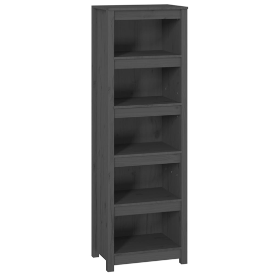 Madrid Solid Pine Wood 5-Tier Bookshelf In Grey