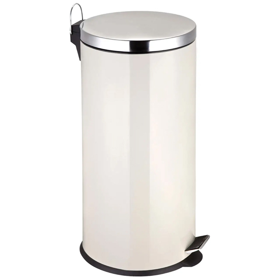 Madrid Stainless Steel 30 Litre Pedal Bin In Cream