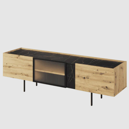 Madrid Wooden TV Stand With 3 Doors In Artisan Oak