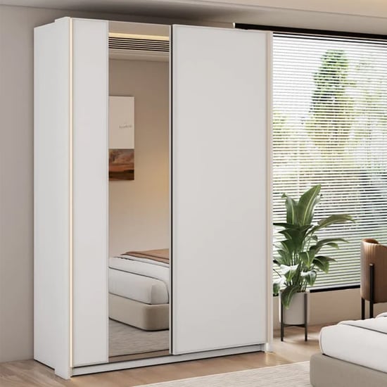 Read more about Madrid wardrobe 150cm with 2 sliding doors in white and led