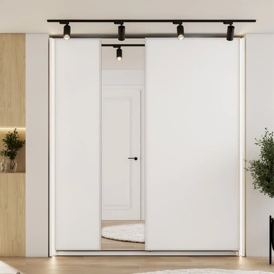 Read more about Madrid wardrobe 170cm with 2 sliding doors in white and led