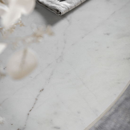 Madrid White Marble Top Round Dining Table In Grey Wash