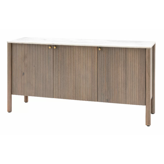 Madrid White Marble Top Sideboard With 4 Doors In Grey Wash