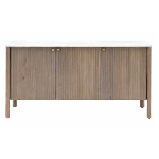 Madrid White Marble Top Sideboard With 4 Doors In Grey Wash