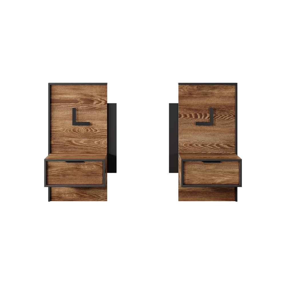 Madrid Chestnut Oak Wooden Bedside Cabinet With 2 Doors In Pair