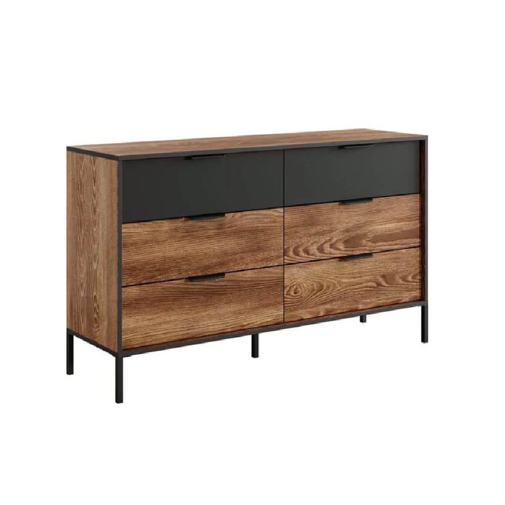 Madrid Wooden Chest Of 6 Drawers In Chestnut Oak