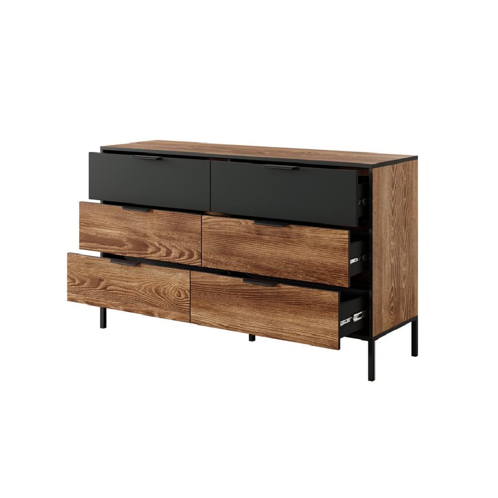 Madrid Wooden Chest Of 6 Drawers In Chestnut Oak