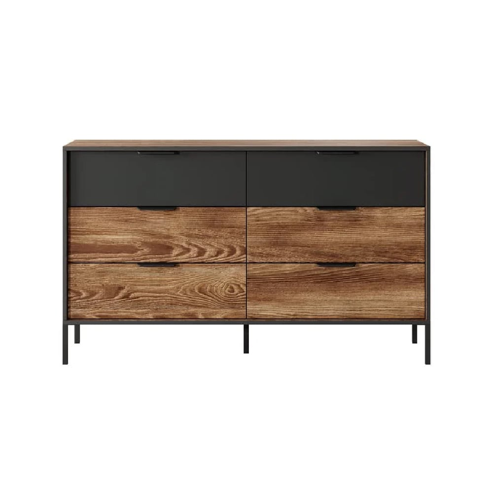 Madrid Wooden Chest Of 6 Drawers In Chestnut Oak