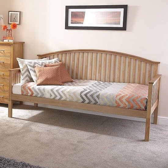 Photo of Millom wooden single day bed in natural oak