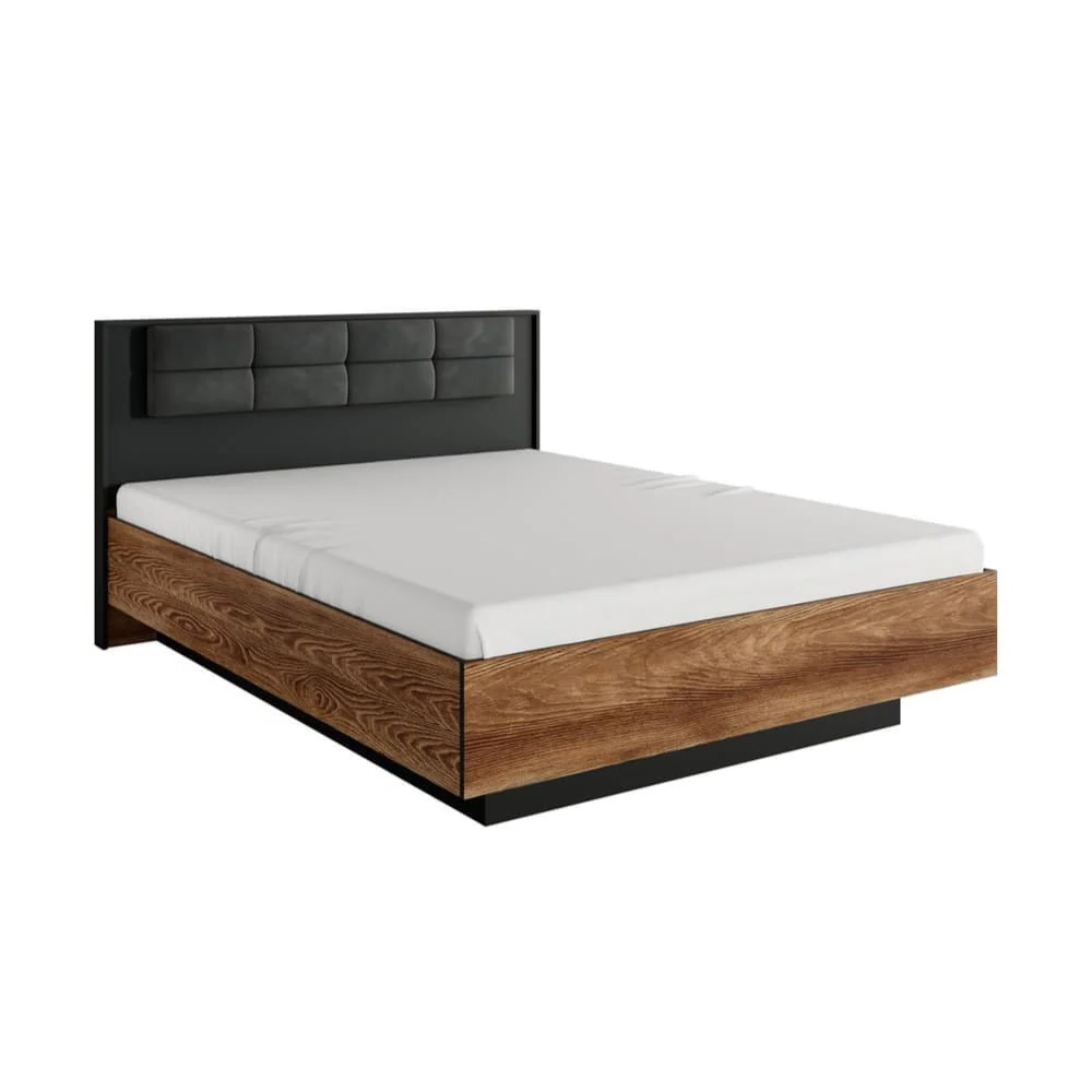 Madrid Wooden Storage Ottoman King Size Bed In Chestnut Oak