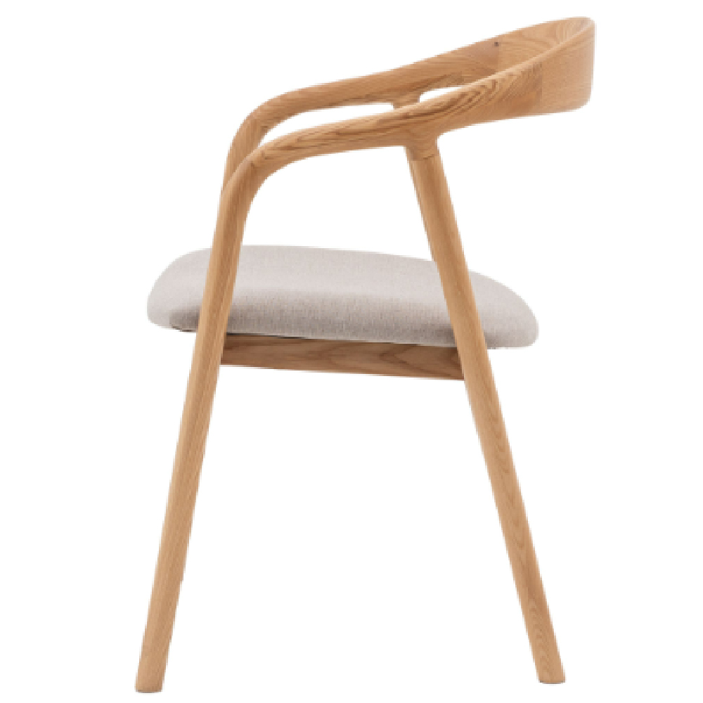 Madrina Natural Wooden Dining Chairs With Fabric Seat In Pair