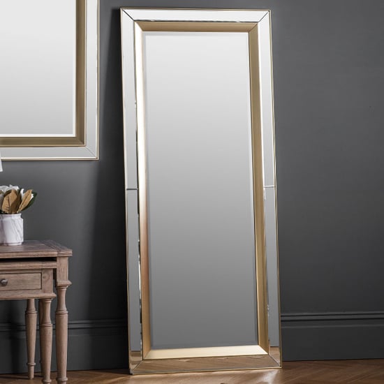 Product photograph of Madrina Rectangular Leaner Mirror In Gold Frame from Furniture in Fashion