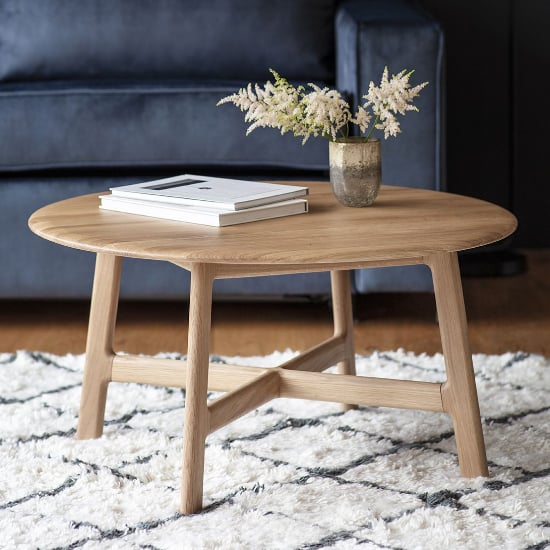 Product photograph of Madrina Round Wooden Coffee Table In Oak from Furniture in Fashion