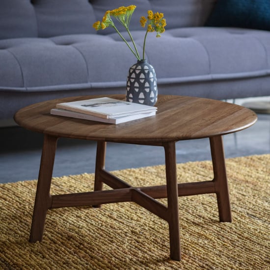 Photo of Madrina round wooden coffee table in walnut