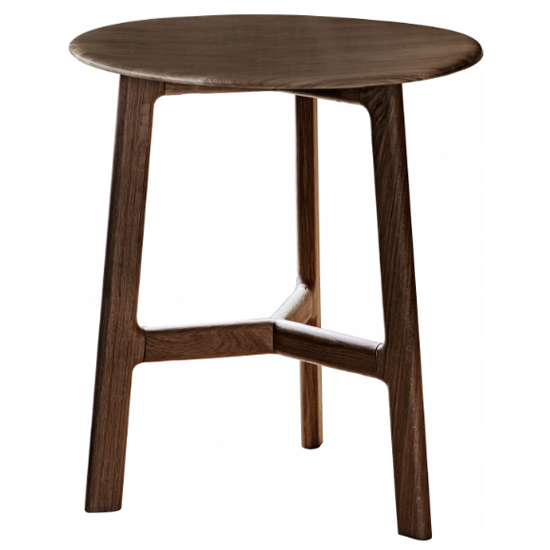 Madrina Wooden Round Side Table In Walnut