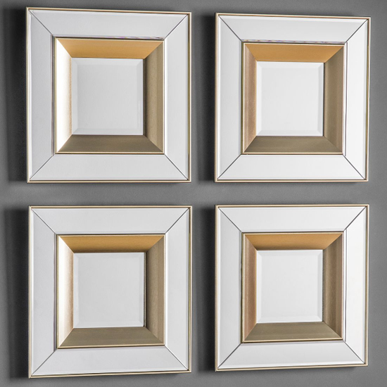 Photo of Madrina square set of 4 wall mirrors in gold frame
