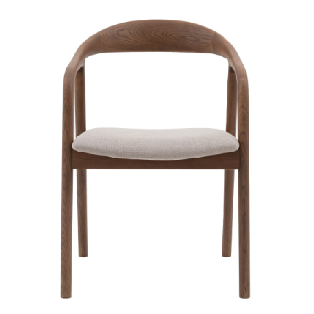 Madrina Walnut Wooden Dining Chairs With Fabric Seat In Pair