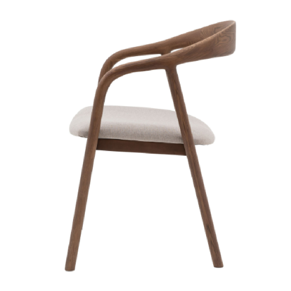 Madrina Walnut Wooden Dining Chairs With Fabric Seat In Pair