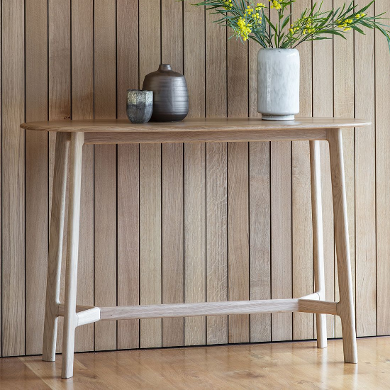 Product photograph of Madrina Wooden Console Table In Oak from Furniture in Fashion