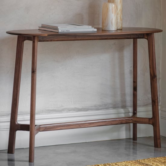 Product photograph of Madrina Wooden Console Table In Walnut from Furniture in Fashion