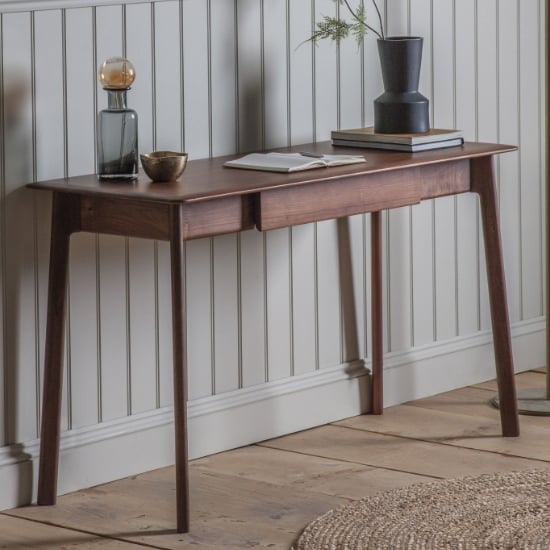 Photo of Madrina wooden laptop desk with 1 drawer in walnut