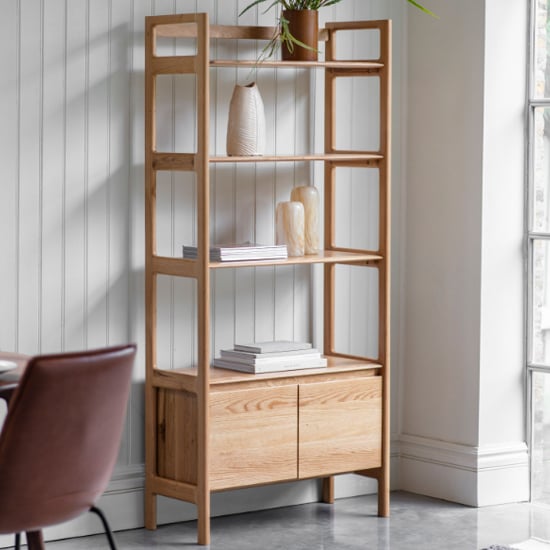Photo of Madrina wooden open display unit in oak