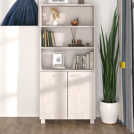 Read more about Maeron solid pinewood highboard with 2 doors in white