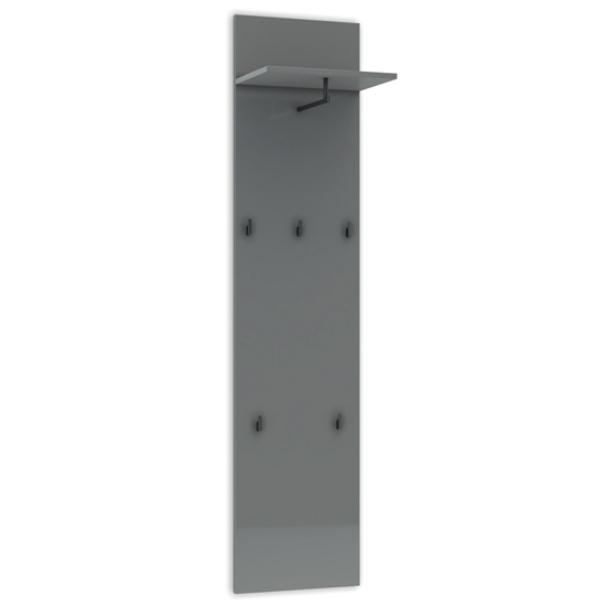 Maestro High Gloss Coat Rack With Shelf And Hooks In Grey