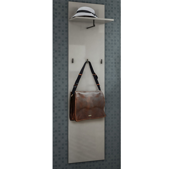 Maestro High Gloss Coat Rack With Shelf And Hooks In Grey