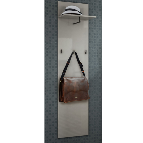 Maestro High Gloss Coat Rack With Shelf And Hooks In Grey | Furniture ...