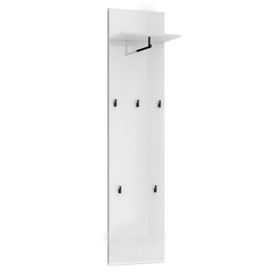 Maestro High Gloss Coat Rack With Shelf And Hooks In White