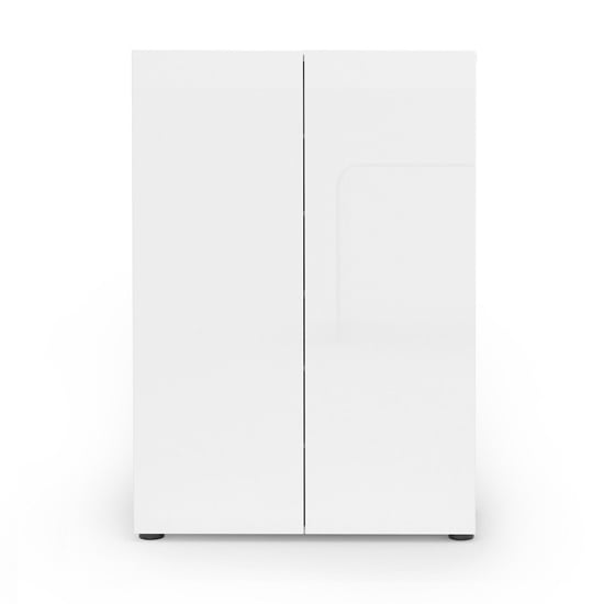 Maestro High Gloss Shoe Cabinet 2 Doors 5 Shelves In White