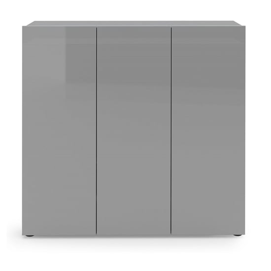 Maestro High Gloss Shoe Cabinet 3 Doors 10 Shelves In Grey