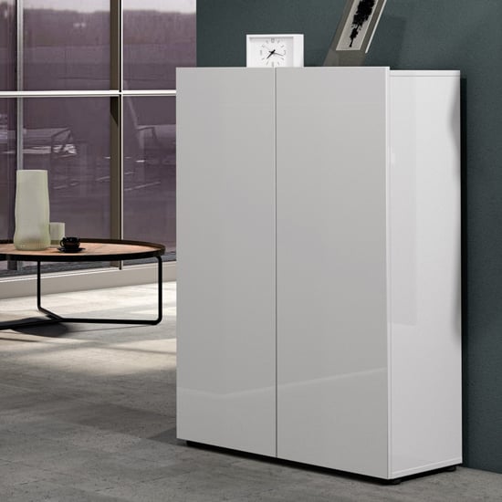 Read more about Maestro high gloss shoe cabinet 2 doors 5 shelves in white
