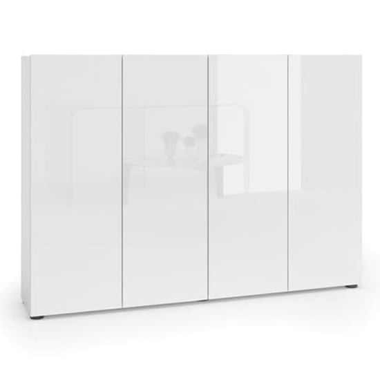Maestro High Gloss Shoe Cabinet 4 Doors 10 Shelves In White