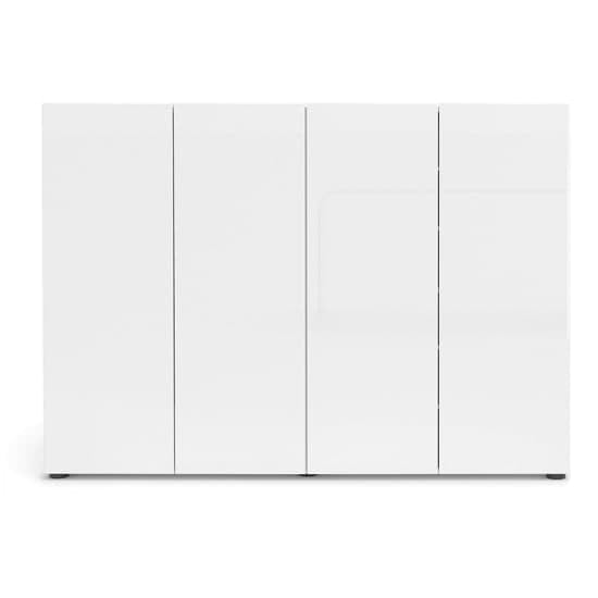 Maestro High Gloss Shoe Cabinet 4 Doors 10 Shelves In White
