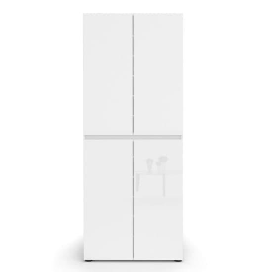 Maestro High Gloss Shoe Cabinet Tall 4 Doors 10 Shelves In White