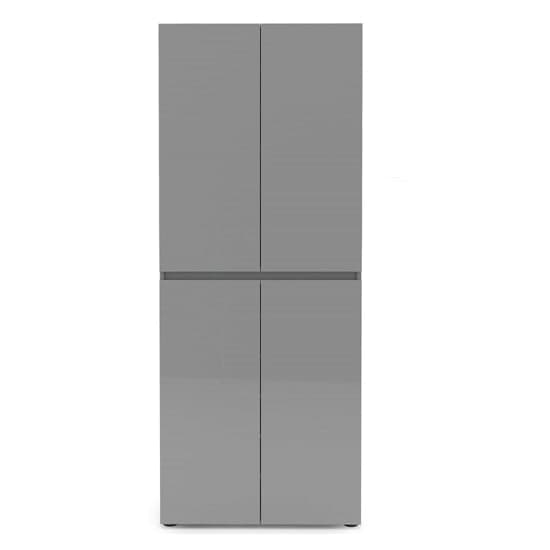 Maestro High Gloss Shoe Cabinet Tall 4 Doors 10 Shelves In Grey