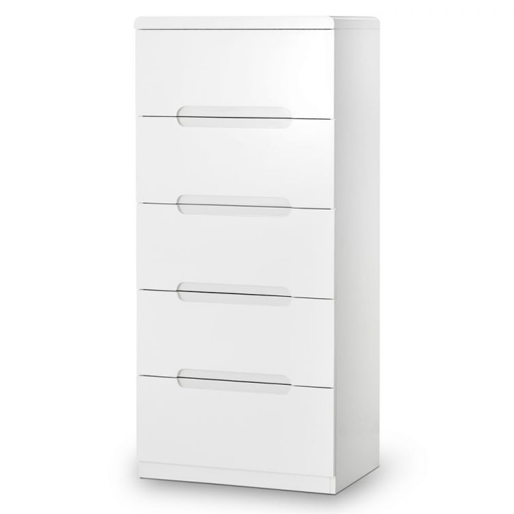 Read more about Magaly high gloss chest of 5 drawers narrow in white
