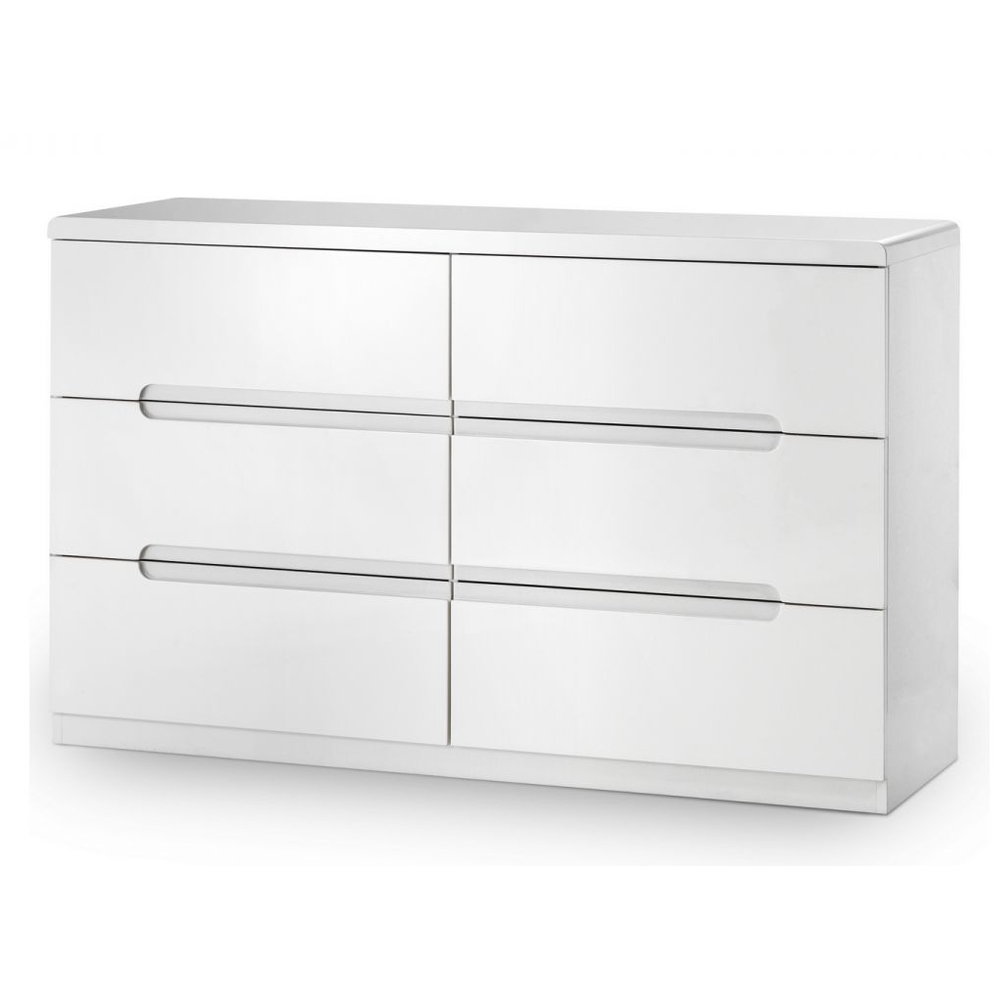 Magaly High Gloss Chest Of 6 Drawers In White