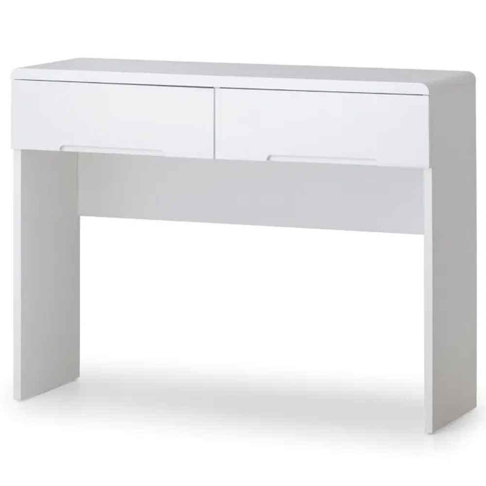 Magaly Modern Dressing Table In White High Gloss With Stool