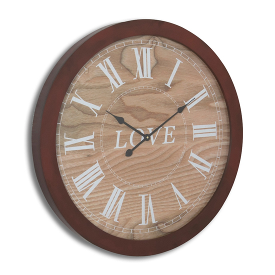Magdalen Love Wooden Wall Clock In Brown Furniture in Fashion