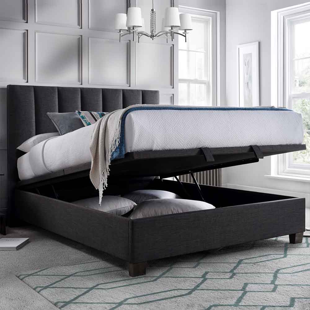 Magna Fabric Ottoman Storage Double Bed In Pendle Slate