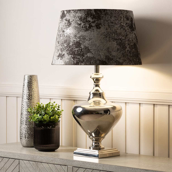 Photo of Magna linen empire shade table lamp with nickel base