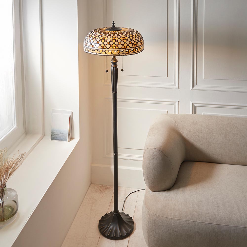 Magna Tiffany Glass Floor Light In Multicolour