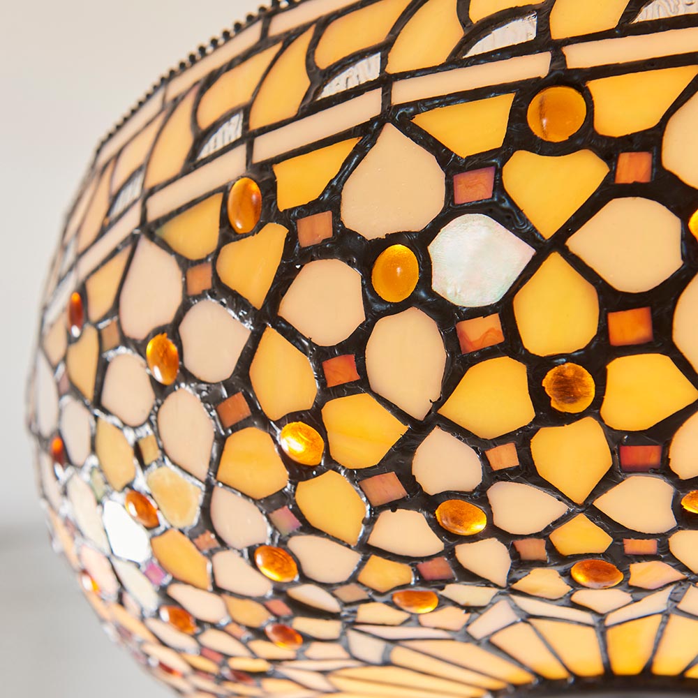 Magna Tiffany Glass Inverted Pendant Ceiling Light In Multicolour