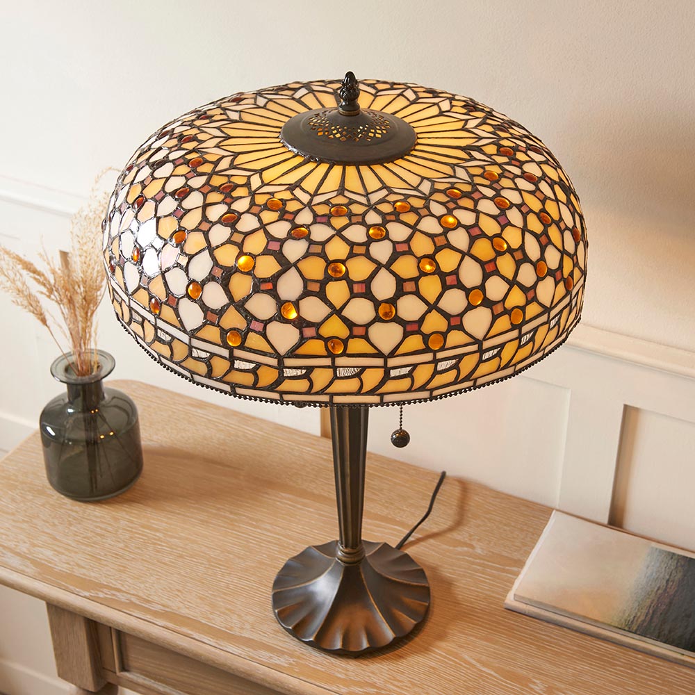 Magna Tiffany Glass Table Lamp In Multicolour
